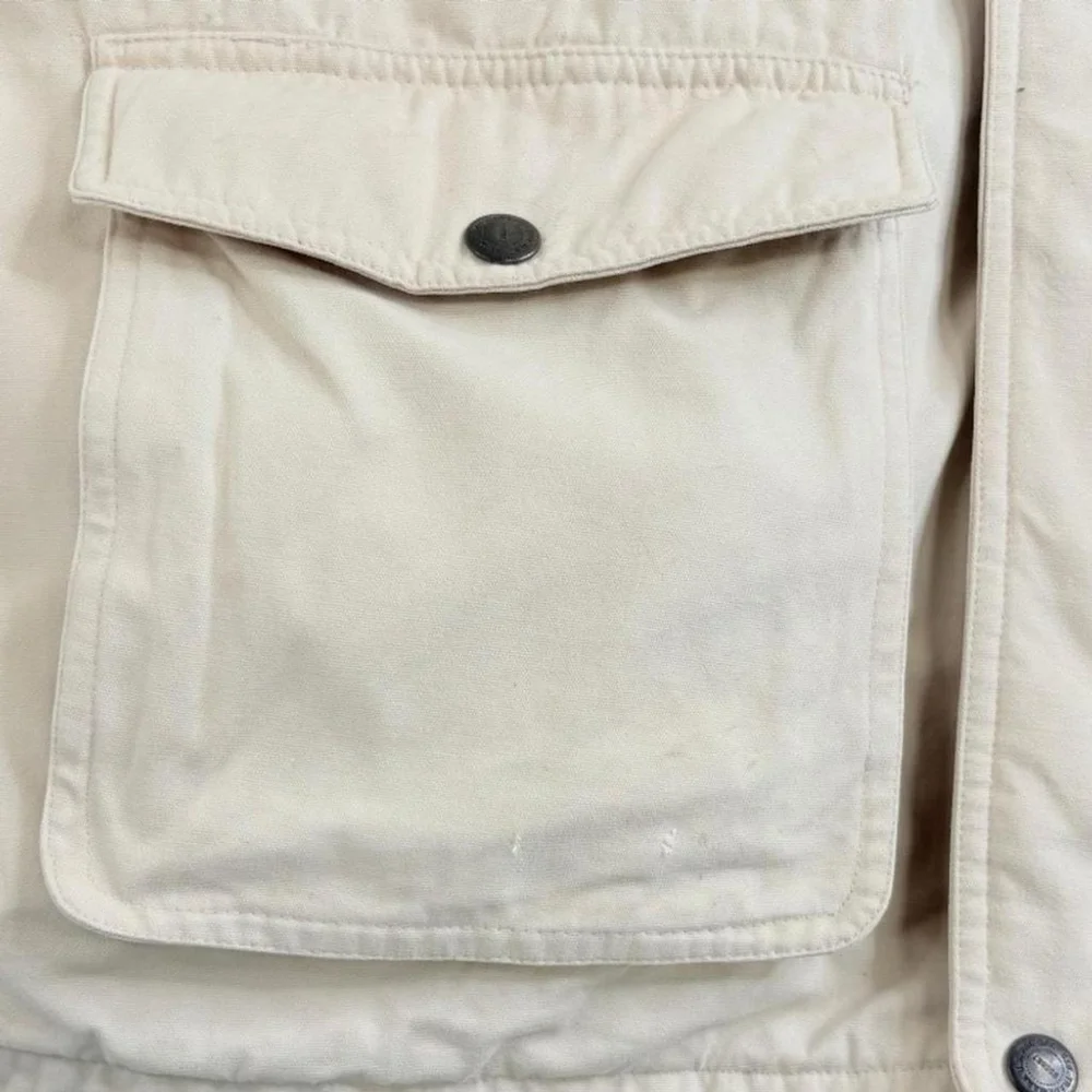 Wintage  Men's L Heavy Duty Canvas Trucker Workwear Beige Vest Flannel lining - Picture 8 of 8